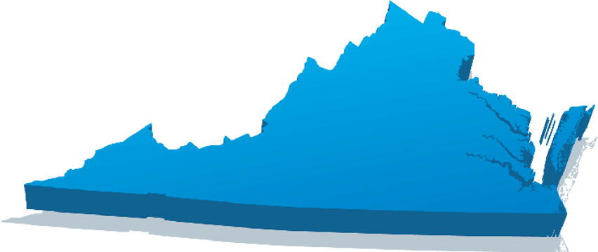 virginia state map in blue